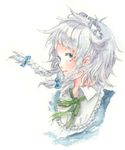  braid gogo/tad izayoi_sakuya solo touhou traditional_media twin_braids watercolor_(medium) 