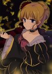  bad_id bad_pixiv_id beatrice blonde_hair blue_eyes bow bug butterfly chocho_(homelessfox) choker insect kiseru pink_bow pipe solo umineko_no_naku_koro_ni 