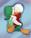  anthro avian backwards_baseball_cap bird brothers cakenoodlepaddy disney duck duo eyes_closed gay hat huey_duck incest kissing louie_duck male on_top quack_pack sibling straddling young 