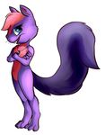  2014 anthro blue_eyes feline-fattale female feral fur mammal necklace purple_fur rodent solo squirrel tammy 