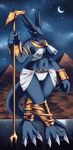  ankh anklet anthro armband big_breasts bracelet breasts camel_toe crescent_moon desert digital_media_(artwork) dragon egyptian female jewelry moon mrsk navel necklace night nipple_bulge outside polearm pyramid sand sky solo staff star starry_sky voluptuous weapon wide_hips yellow_eyes 
