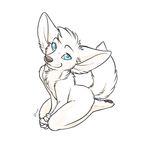  2014 ambiguous_gender anthro blue_eyes canine fennec fox kneeling kwik looking_at_viewer looking_up mammal plain_background solo white_background 