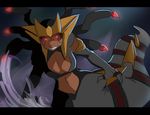  anthro breasts claws cleavage clothed clothing digital_media_(artwork) evil fan_character female gina_(lightsource) giratina human humanized lightsource mammal naga navel nintendo pok&eacute;mon red_eyes video_games 