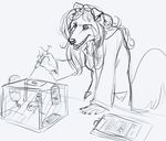  ambiguous_gender angry anthro black_and_white border_collie canine captive clipboard dog duo experiment fauxlacine fear female lab_coat laboratory mammal micro monochrome rodent scientist size_difference sketch sofia_fluttertail squirrel story syringe threat 