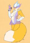  anthro breasts canine clothed clothing female fluffy_tail fox holding holding_weapon looking_at_viewer mammal skimpy solo starfighter weapon 