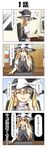  4koma black_dress blonde_hair bow cameo cellphone chair closed_eyes comic dress hat hat_bow highres kantai_collection keyboard_(computer) kirisame_marisa mouse_(computer) phone rappa_(rappaya) sitting solo surprised tenryuu_(kantai_collection)_(cameo) touhou translated white_bow witch_hat yellow_eyes 