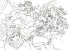  6+boys bad_id bad_pixiv_id crazy_diamond family giorno_giovanna higashikata_jousuke ichihara2929 johnny_joestar jojo_no_kimyou_na_bouken jonathan_joestar joseph_joestar_(young) kuujou_jolyne kuujou_joutarou lineart monochrome multiple_boys stand_(jojo) star_platinum steel_ball_run stone_free tusk_(stand) 