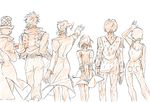  4boys bad_id bad_pixiv_id battle_tendency bruno_buccellati caesar_anthonio_zeppeli color_trace colored_pencil_(medium) diamond_wa_kudakenai foo_fighters from_behind ichihara2929 jojo_no_kimyou_na_bouken kakyouin_noriaki monochrome multiple_boys multiple_girls phantom_blood stardust_crusaders stone_ocean sugimoto_reimi traditional_media vento_aureo waving will_anthonio_zeppeli 