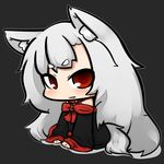  animal_ears bad_id bad_pixiv_id chibi inunoko. long_hair looking_at_viewer original red_eyes silver_hair sitting solo tail wolf_ears wolf_tail 