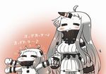  :3 ^_^ ahoge claws closed_eyes commentary detached_sleeves dress holding_hands horn horns kantai_collection long_hair mittens multiple_girls northern_ocean_hime ribbed_dress seaport_hime shinkaisei-kan tanaka_kusao translated white_dress white_hair white_skin 