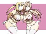  amagi_brilliant_park antenna_hair arms_behind_back bdsm between_breasts blonde_hair blue_eyes bondage bound breasts brown_hair cloth_gag collar covered_nipples elbow_gloves gag gagged gloves highres improvised_gag jam-orbital large_breasts leash linked_collar long_hair multiple_girls over_the_nose_gag panties rope sento_isuzu shibari sylphy_(amaburi) tape tape_gag thighhighs two_side_up underwear white_gloves white_legwear white_panties 