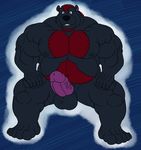  balls bear beard belly biceps big_muscles chest_tuft chubby erection facial_hair fur huge_muscles krosbar_(artist) male mammal muscles nipples nude overweight pecs penis sitting smile tuft 