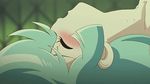  1girl animated animated_gif blue_hair blush dororon_enma-kun eyes_closed female lowres open_mouth sexually_suggestive solo yukiko_hime 