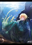  aldnoah.zero asseylum_vers_allusia blonde_hair bodysuit closed_eyes hands_clasped long_hair own_hands_together terric underwater 