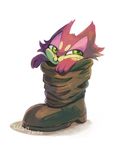  &lt;3 2015 ambiguous_gender boots cat cute cuteskitty feline fur green_eyes mammal nintendo plain_background pok&eacute;mon purple_fur purrloin smile solo tan_fur video_games 