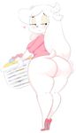  &lt;3 2015 animal_ears anthro anthrofied basket big_butt blush bottomless breasts butt caprine clothed clothing female fur goat hair half-dressed high_heels holding horn hoshime laundry looking_back mammal sketch smile smut-valerian solo thick_thighs wide_hips 