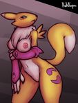  anthro bandai blue_eyes breasts chest_tuft digimon female fur kekitopu male mammal nipples renamon straight tuft 