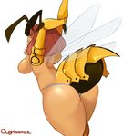  arthropod big_breasts big_butt breasts butt christmas claudette_(lightsource) clothed clothing female hair half-dressed holidays hornet insect lightsource long_hair side_boob smile stretching topless wings 