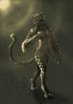  anthro balls claws digitigrade feline leopard looking_at_viewer male mammal muscles negger outside pecs penis shadow solo spots standing whiskers 
