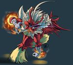  blaziken blue_eyes dorian-bc female fire hair muscles nintendo pok&eacute;mon video_games white_hair 