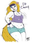  animaniacs anthro chubby clothing female headband mammal minerva_mink mink mustelid redfred shirt shorts solo tank_top thick_thighs wide_hips 