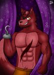  abs animatronic anthro biceps canine clothed clothing eye_patch eyewear five_nights_at_freddy&#039;s fox foxy_(fnaf) half-dressed hook machine male mammal mechanical muscles pecs phoenixwerewolf robot scar teeth topless yellow_eyes 