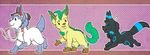  ambiguous_gender black_eyes black_fur blue_fur canine eeveelution feral fur group hat leafeon mammal nintendo open_mouth pok&eacute;mon shiny_pok&eacute;mon smile soothe-bell sylveon tan_fur tongue umbreon video_games 