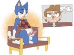  animal_crossing balls barbs blue_fur brown_hair cat clothed clothing cum erection eyes_closed feline fur hair half-dressed human male mammal masturbation nintendo penis rover_(animal_crossing) video_games villager_(animal_crossing) your-bud-crud 