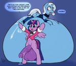  2015 balls big_balls clothing colored cum cum_inflation cutie_mark dialogue dickgirl duo english_text equine excessive_cum female feral friendship_is_magic hair horn huge_balls hyper hyper_belly hyperstorm_h inflation intersex mammal my_little_pony open_mouth penis phurie text trixie_(mlp) twilight_sparkle_(mlp) unicorn winged_unicorn wings 