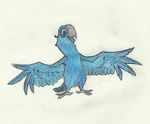  2015 avian beak bird blu blu_(rio) blue_feathers brown_eyes hair kotorbird macaw male parrot rio solo wings 