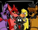  animatronic avian bear bird bonnie_(fnaf) bow_tie canine chica_(fnaf) chicken five_nights_at_freddy&#039;s fork fox foxy_(fnaf) freddy_(fnaf) hat lagomorph machine mammal mechanical pandasocks rabbit robot 