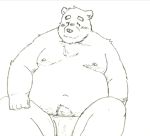  2019 anthro belly blush clothing humanoid_hands male mammal maron2475 moobs navel nipples overweight overweight_male simple_background sitting solo underwear ursid white_background 