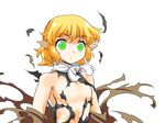  arms_at_sides blank_stare blonde_hair breasts exploding_clothes looking_at_viewer mizuhashi_parsee mono_(moiky) pointy_ears short_hair small_breasts solo torn_clothes touhou transparent_background 