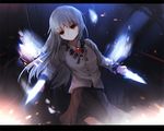  angel_beats! hand_sonic kotou_(ko-tou) long_hair school_uniform silver_hair tenshi_(angel_beats!) wings yellow_eyes 