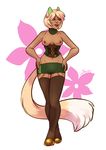  2015 abstract_background animal_ears blonde_hair breasts cat_ears cat_tail clothing female green_eyes hair humanoid mammal nipples pose sirmeo 