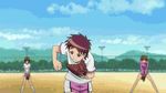  animated animated_gif baseball bat binbougami_ga! brown_hair gray_hair green_eyes grey_hair momiji_(binbougami_ga!) multiple_girls sakura_ichiko sportswear 