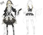  bangs black_legwear blonde_hair blunt_bangs boots character_sheet concept_art eyeshadow from_behind gloves gothic_lolita grasshopper_manufacture hairband high_heel_boots high_heels lipstick lolita_fashion lolita_hairband looking_at_viewer makeup margaret_moonlight mole no_more_heroes no_more_heroes_2 simple_background standing thighhighs twintails white_background white_hair 