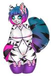  alpha_channel anthro bdsm big_breasts black_fur blue_eyes bondage bound breasts cat collar feline female fluffy_tail fur legwear mammal navel nipples pink_nose plain_background pussy stockings tongue tongue_out transparent_background white_fur xenthyl 