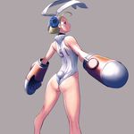  animal_ears ass bare_legs bare_shoulders blonde_hair blue_eyes bunny_ears bunny_girl bunny_tail fake_animal_ears leotard masao metal_gloves original outstretched_arms solo tail 