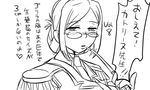  blush comic commentary_request epaulettes folded_ponytail glasses greyscale holding kantai_collection katori_(kantai_collection) looking_at_viewer monochrome parted_lips pointer sketch solo tonda translated 