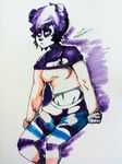  anthro bear cleavage clothed clothing copics jroy101 legwear mammal panda punk skirt stockings tattoo traditional_media_(artwork) wendi 