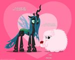  2015 changeling duo english_text equine fan_character female feral flower fluffle_puff friendship_is_magic fur hair holding holidays horn horse long_hair mammal mixermike622 my_little_pony pink_fur plant pony queen_chrysalis_(mlp) text valentine&#039;s_day wings 