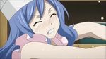  1girl animated animated_gif apron blue_eyes blue_hair blush cooking fairy_tail head_shot juvia_loxar lowres sexually_suggestive 