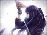 bad_id bad_pixiv_id katana left-handed long_hair male_focus purple_hair shion_(ajisionn) solo sword tales_of_(series) tales_of_vesperia weapon yuri_lowell 