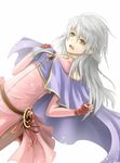  1girl breasts fiction_(forged) fire_emblem long_hair micaiah nintendo pantyhose silver_hair solo yellow_eyes 