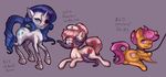  + blood blue_eyes bone collar cutie_mark equine female friendship_is_magic group hair hair_bun horn horse leash lying mammal misukitty my_little_pony nurse_redheart_(mlp) pegasus pony purple_eyes purple_hair rarity_(mlp) ribs scootaloo_(mlp) stitches tentacles undead unicorn wings 