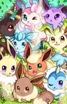  ambiguous_gender black_fur blue_fur brown_eyes brown_fur canine cute eevee eeveelution espeon flareon fur geegeet glaceon grass green_eyes jolteon leafeon mammal nintendo one_eye_closed orange_fur oustide pink_fur pok&eacute;mon purple_eyes purple_fur red_eyes sky sylveon tan_fur teeth tuft umbreon vaporeon video_games wink yellow_fur 