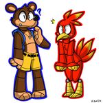  ? anthro avian banjo_(banjo-kazooie) bear bird blush brown_fur crossover female five_nights_at_freddy&#039;s fur kazooie machine male mammal mechanical necklace orange_feathers plain_background robot xiamtheferret 