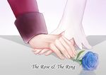 1girl aldnoah.zero bad_id bad_pixiv_id blue_flower blue_rose close-up english flower hands jewelry jowell_she lemrina_vers_envers long_sleeves out_of_frame ring rose slaine_troyard sleeves_folded_up text_focus 
