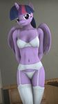  2015 anthro anthrofied bra clothing equine female friendship_is_magic hair horn inside legwear lingerie looking_at_viewer mammal my_little_pony narox22 navel panties purple_body purple_eyes solo stockings twilight_sparkle_(mlp) underwear winged_unicorn wings 